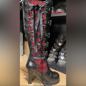 Demonia medieval knee high boots